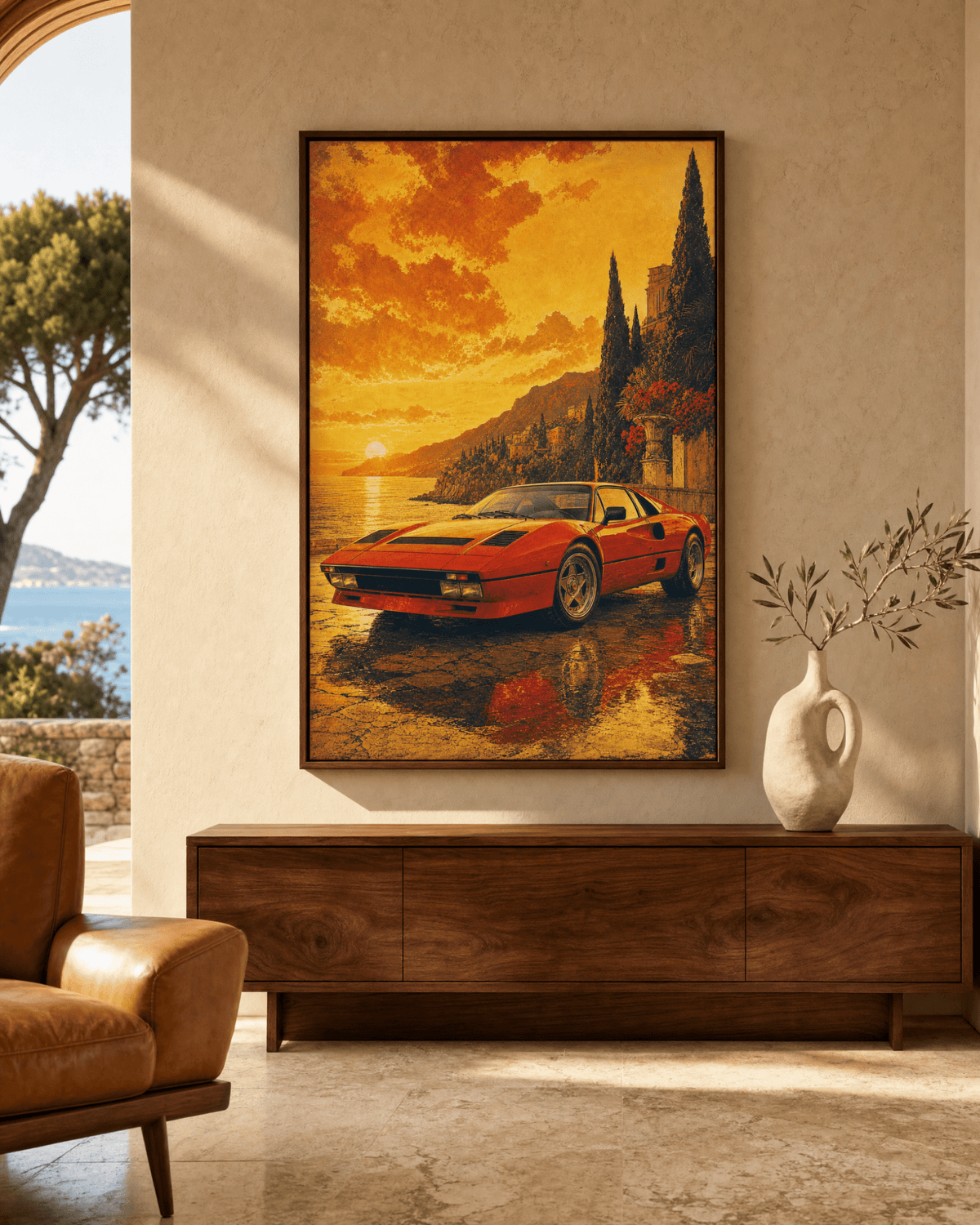 Ferrari 288 GTO Poster — Riviera Sunset - Redline