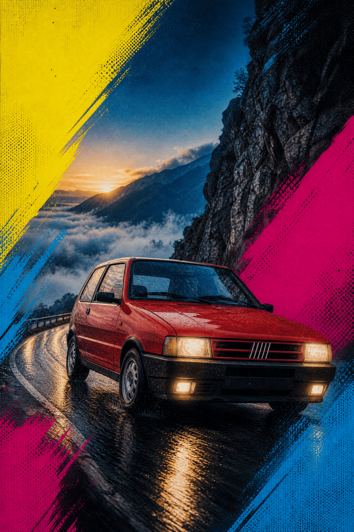 Fiat Uno Turbo i.e. Poster — Alpine Sunrise - Redline