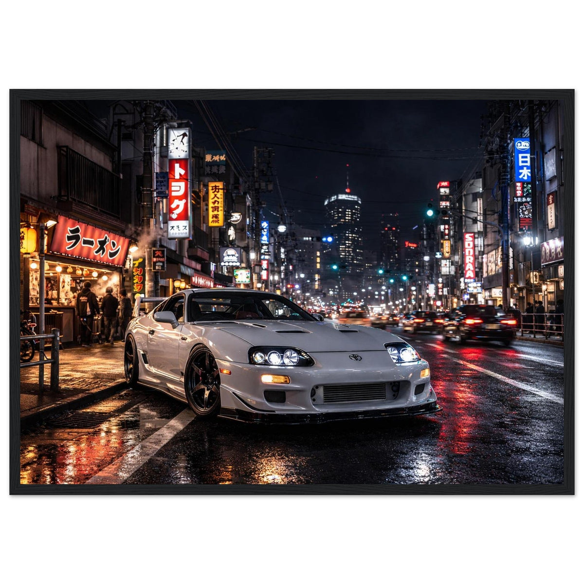 Toyota Supra MK4 Front View Poster — Neon Tokyo Night Run - Redline